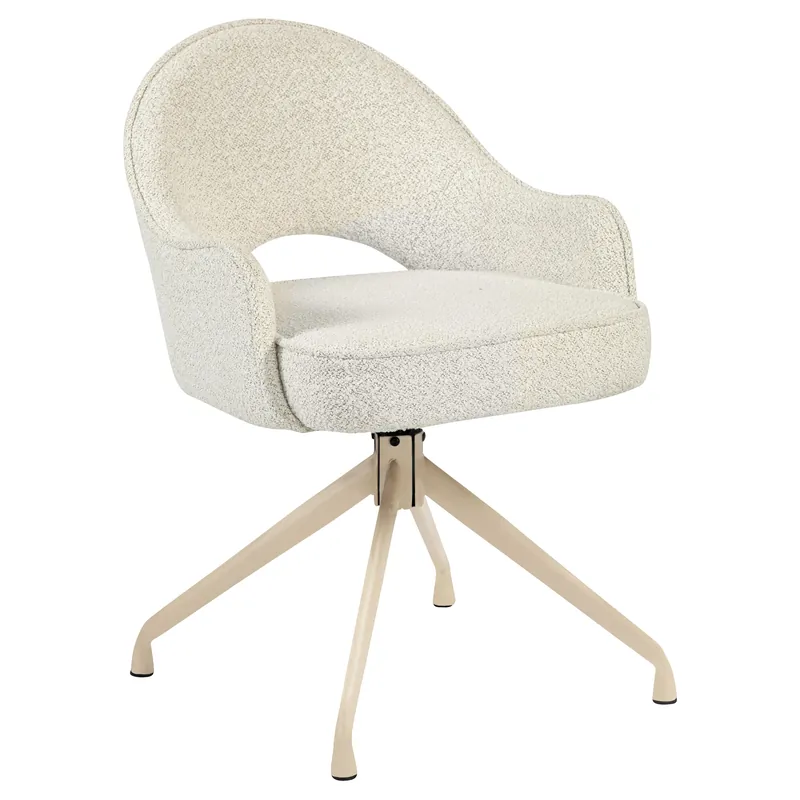 Diana | Hotel Stuhl | Creme | Teddystoff | Drehfuß | Gestell Weiß Versand Am Gleichen Tag