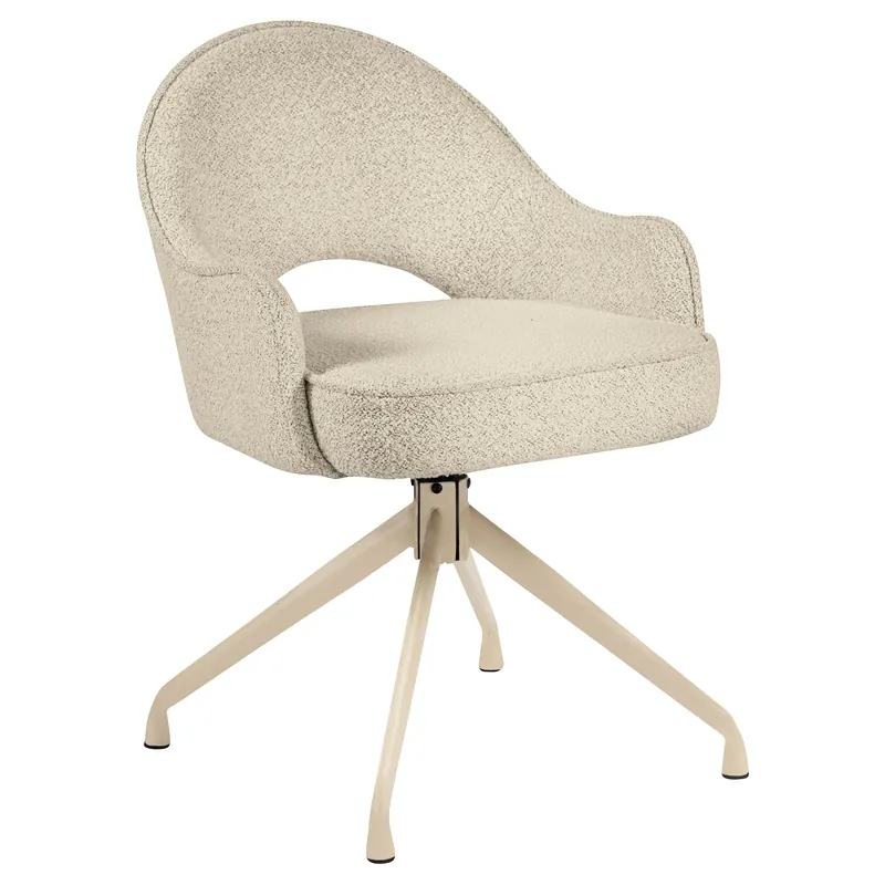Aktuell Diana | Hotel Stuhl | Beige | Teddystoff | Drehfuß | Gestell Weiß