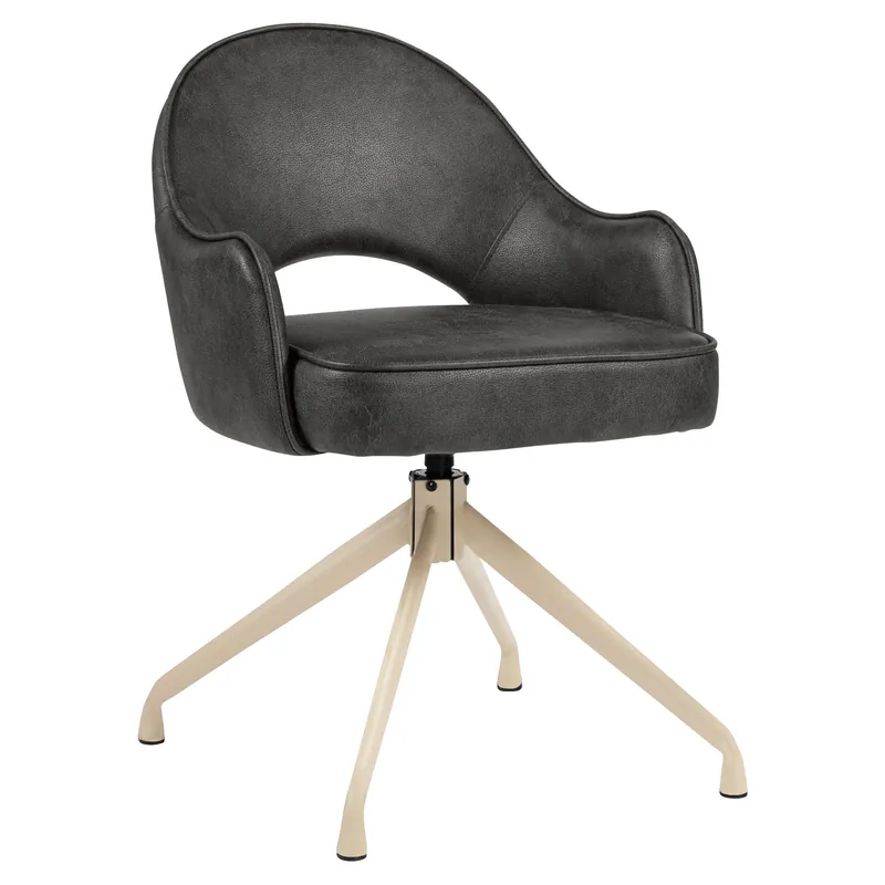 Preis Gesenkt Diana | Hotel Stuhl | Schwarz | Leder | Drehfuß | Gestell Weiß
