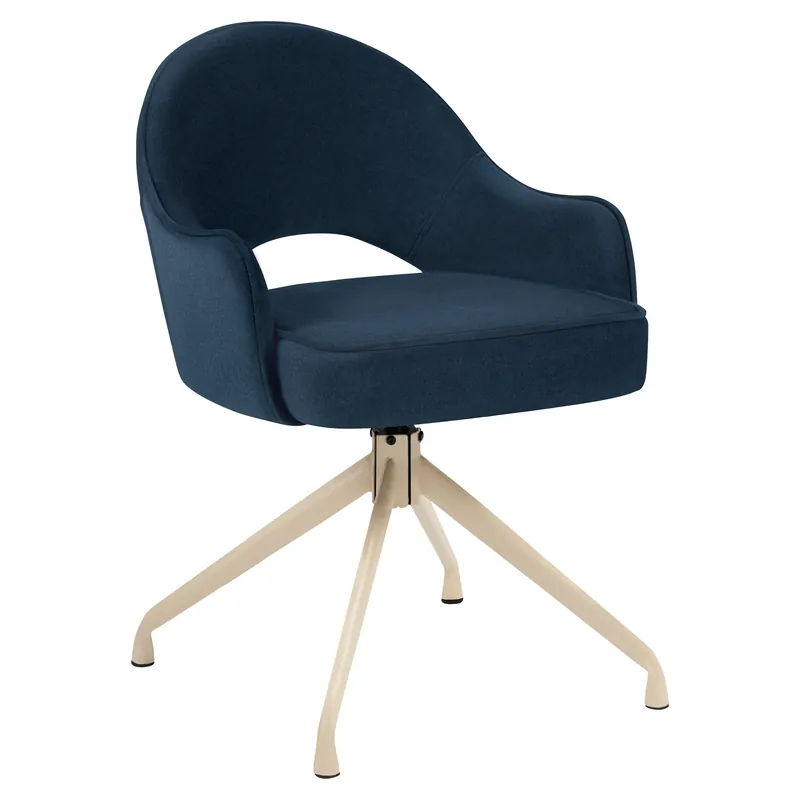 Abverkauf Diana | Hotel Stuhl | Blau | Samt | Drehfuß | Gestell Weiß