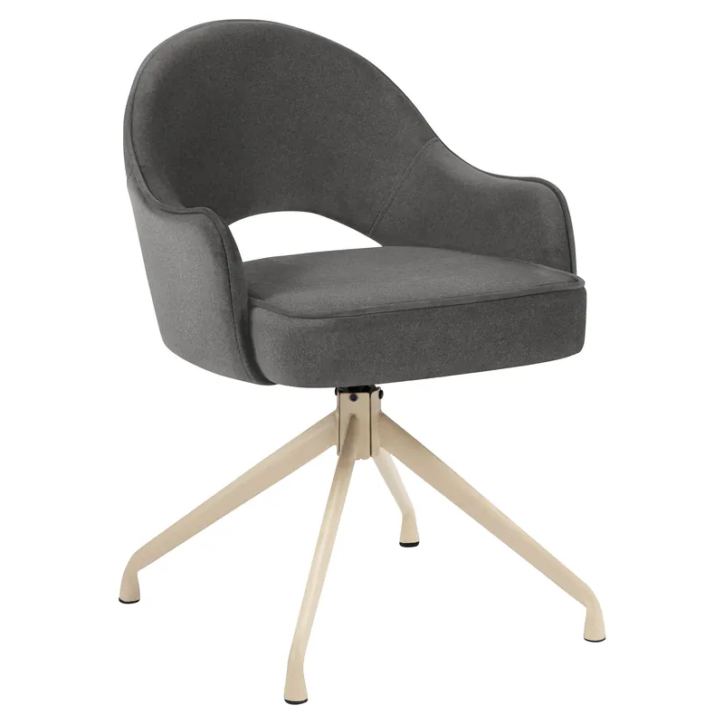 Diana | Hotel Stuhl | Grau | Samt | Drehfuß | Gestell Weiß Finale Aktion