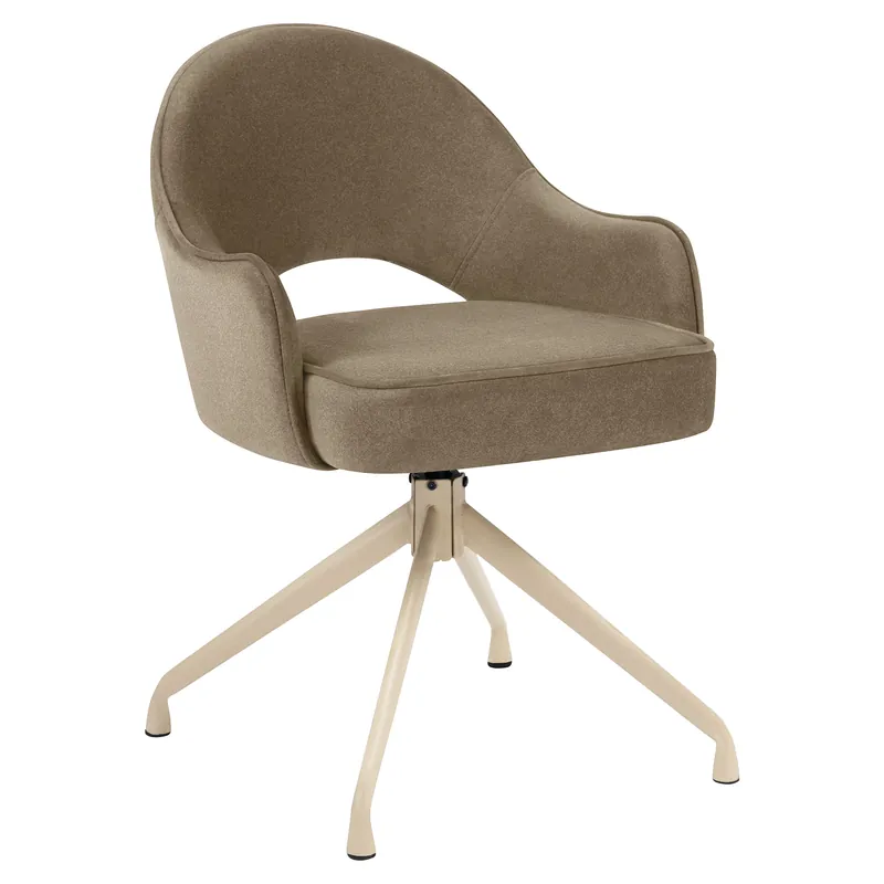 Diana | Hotel Stuhl | Taupe | Samt | Drehfuß | Gestell Weiß Mega-Angebot