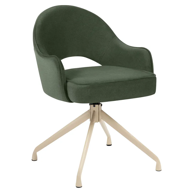 Diana | Hotel Stuhl | Grün| Samt | Drehfuß | Gestell Weiß Kostenfreie Lieferung