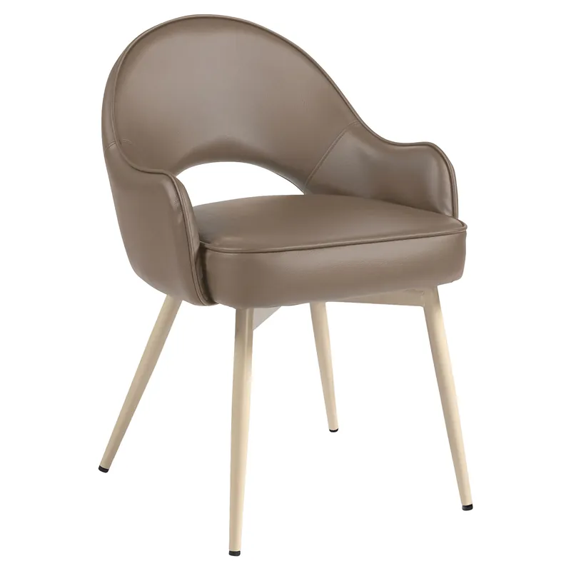 Angebot Diana | Hotel Stuhl | Taupe | Leder | Gestell Weiß