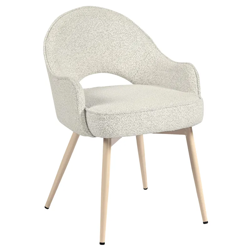 Diana | Hotel Stuhl | Creme | Teddystoff | Gestell Weiß Beliebt