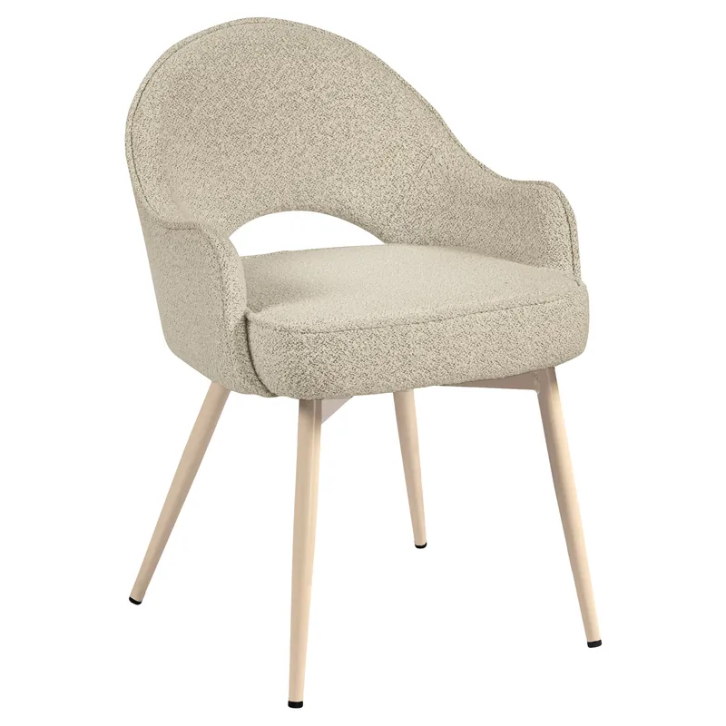 Nur Heute Diana | Hotel Stuhl | Beige | Teddystoff | Gestell Weiß