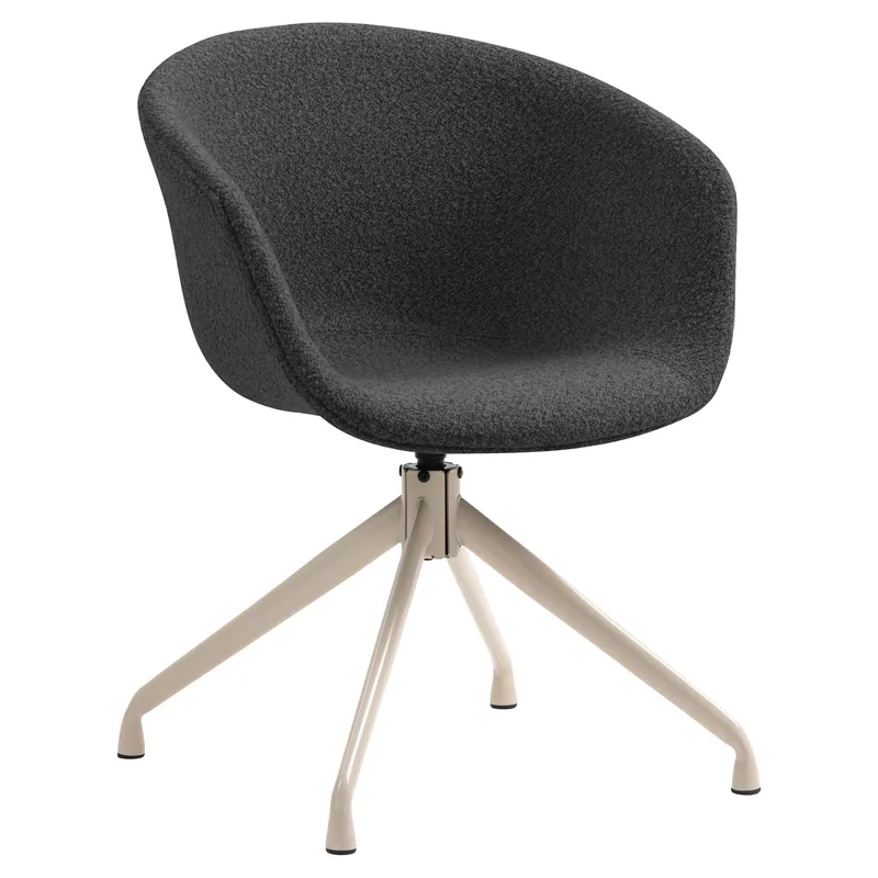 Lewis | Schalenstuhl | Dunkel Grau | Teddystoff | Drehfuß Weiß Sofort Bestellen