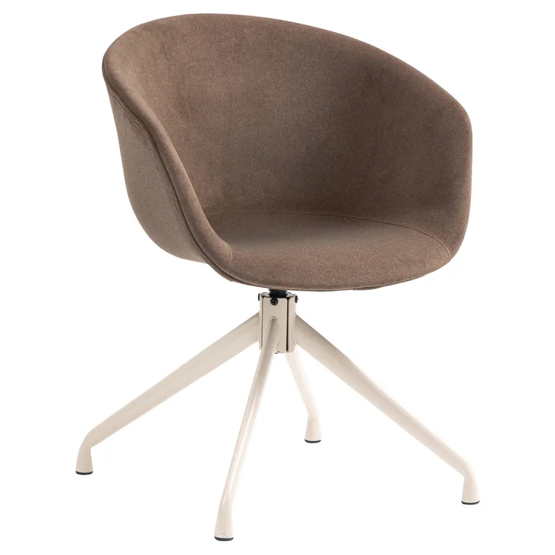 Lewis | Schalenstuhl | Braun | Samt | Drehfuß Weiß Super-Preis