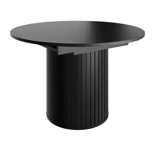 Sonderaktion Runder Tisch ausziehbar Annelin 18, Farbe: Schwarz, stylische Dekorleisten, ABS-Kantenschutz, Esstisch, Maße: 120 x 120 cm, ausziehbar bis 160 cm
