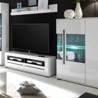 Wohnwand in weiß Hochglanz Wohnzimmer Schrankwand Mediawand 310 cm Design-D Markenware