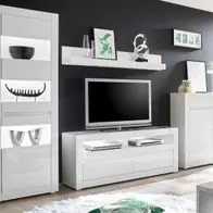 Wohnwand weiß Hochglanz / Stone grau Wohnzimmer Schrankwand Mediawand 336 cm Nobile Kostenfreie Lieferung