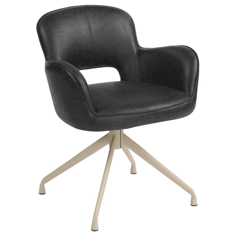 Preiswert ELIF | Hotel Stuhl | Leder | Schwarz | Drehfuß