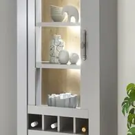 Zertifiziert Vitrine Schrank grau Eiche Landhaus mit Flaschen Regal Wohn- Esszimmer Rideau