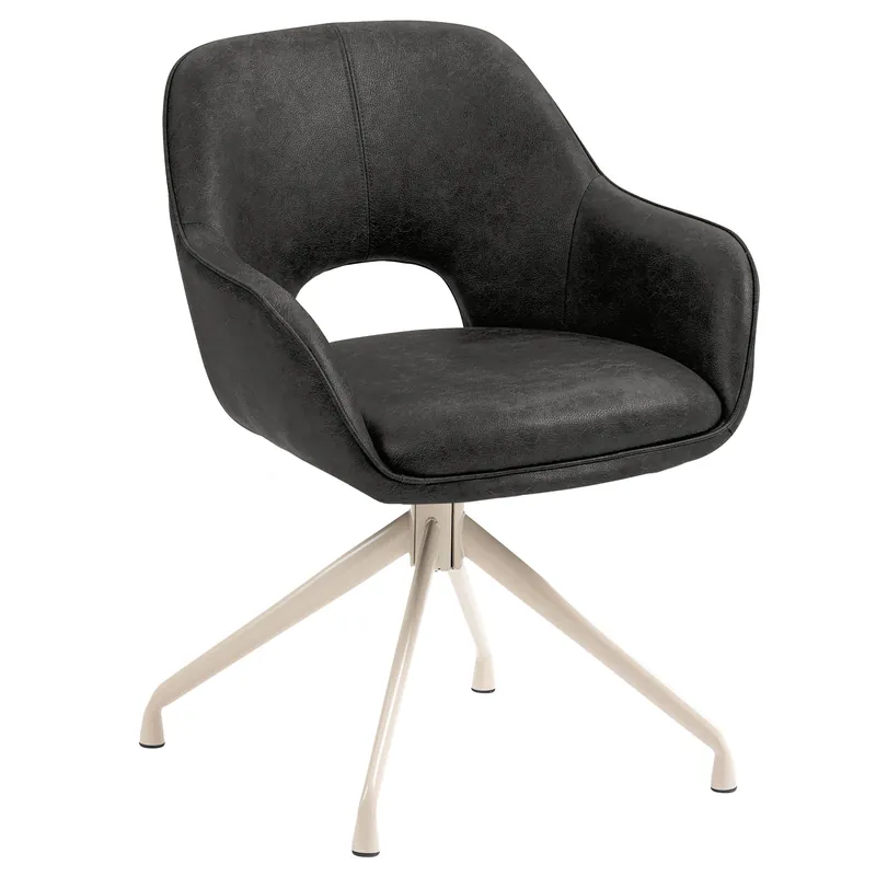 Aktuell KATARINA | Hotel Stuhl | Leder | Schwarz | Drehfuß