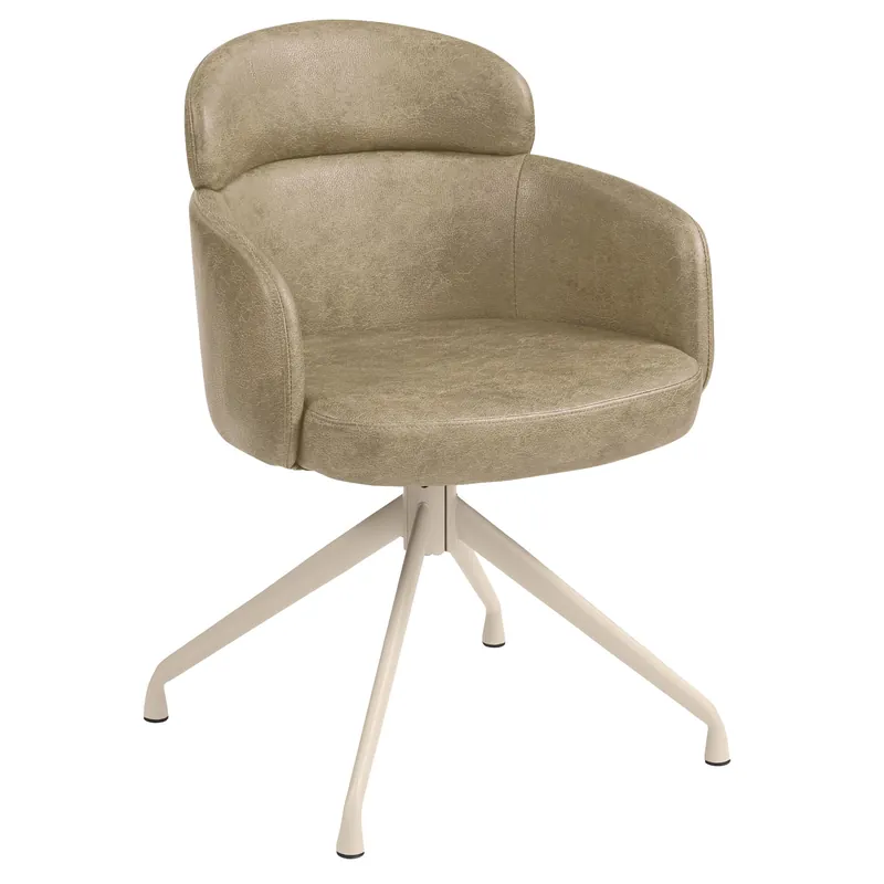 Gratis Versand SELINA | Hotel Stuhl | Leder | Beige | Drehfuß