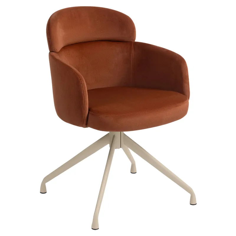 SELINA | Hotel Stuhl | Samt | Rot Bronze | Drehfuß Günstig