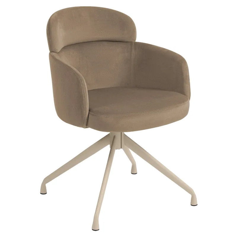 Neu SELINA | Hotel Stuhl | Samt | Taupe | Drehfuß
