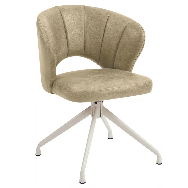 Schneller Versand JOHANNA | Hotel Stuhl | Leder | Beige | Drehfuß