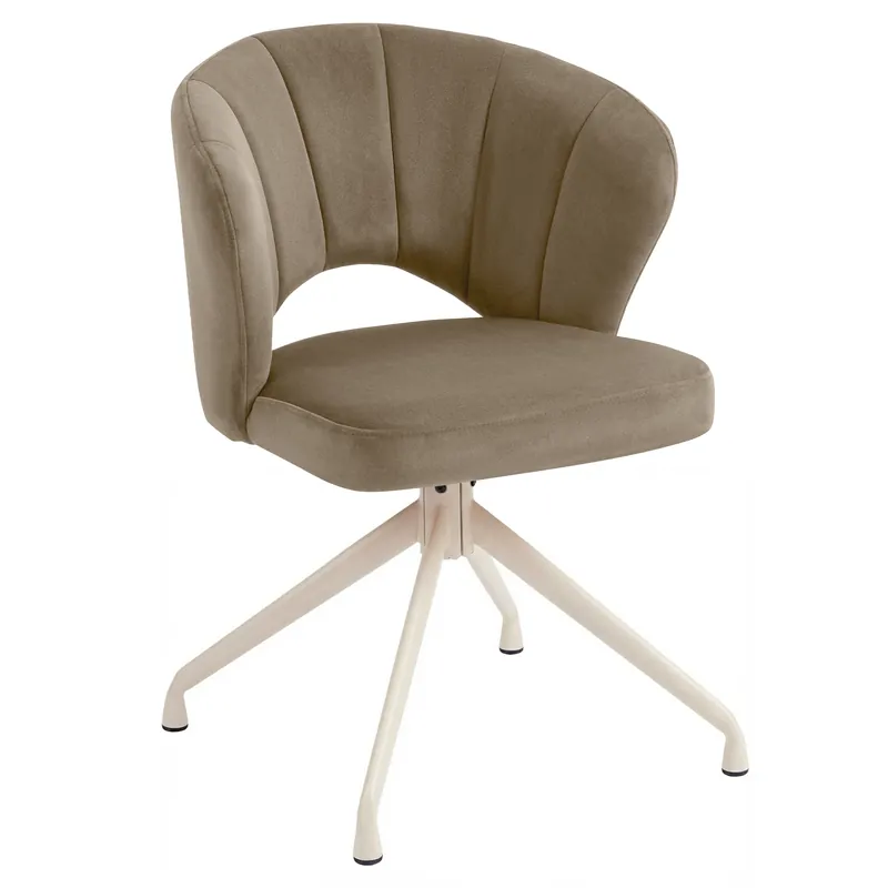 Neuheit JOHANNA | Hotel Stuhl | Samt | Taupe | Drehfuß
