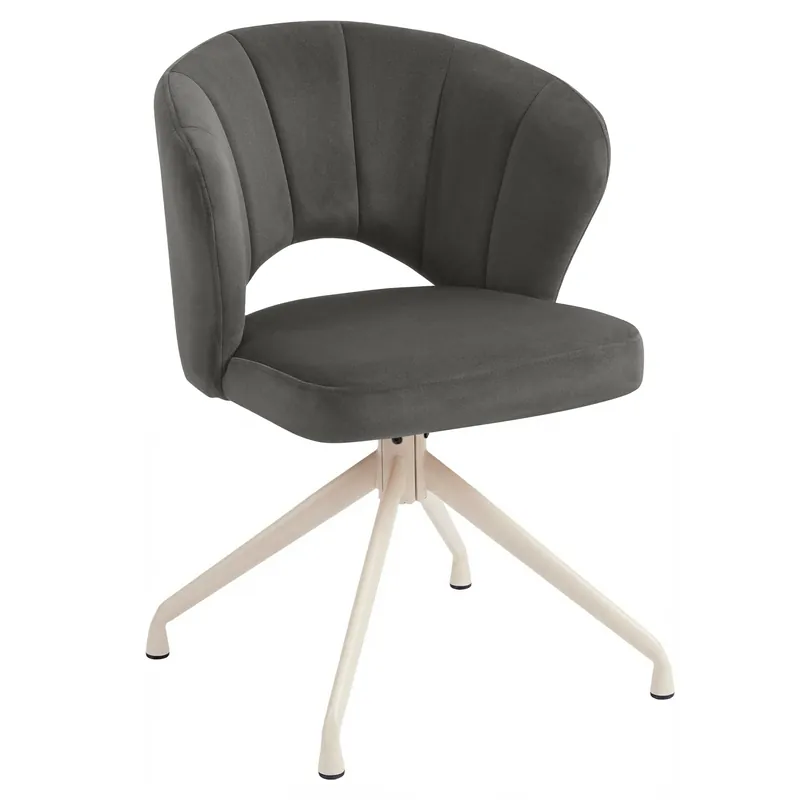 Garantierte Lieferung JOHANNA | Hotel Stuhl | Samt | Grau | Drehfuß