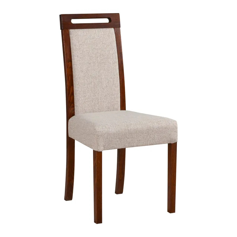 Bestpreis Nussfarbener Esszimmerstuhl Alangis, gepolstert mit T-25 Schaum, Bezug aus PES, traditionell modernes Design, Sitzhöhe von 47 cm, hoher Sitzkomfort