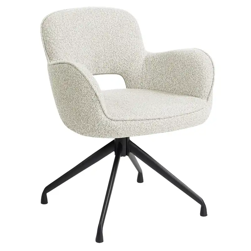 ELIF | Hotel Stuhl | Teddystoff | Creme | Drehfuß Günstig