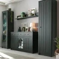 Wohnwand Schrankwand Forres Landhaus grün Anbauwand Set mit Sideboard 270 cm Ausverkauf
