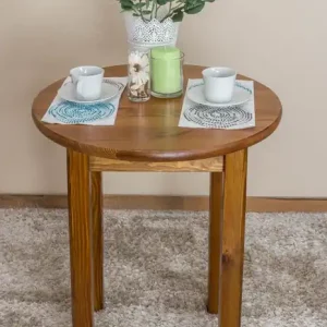 Zertifiziert Tisch Kiefer massiv Vollholz Eichefarben 003 (rund) - Durchmesser 60 cm