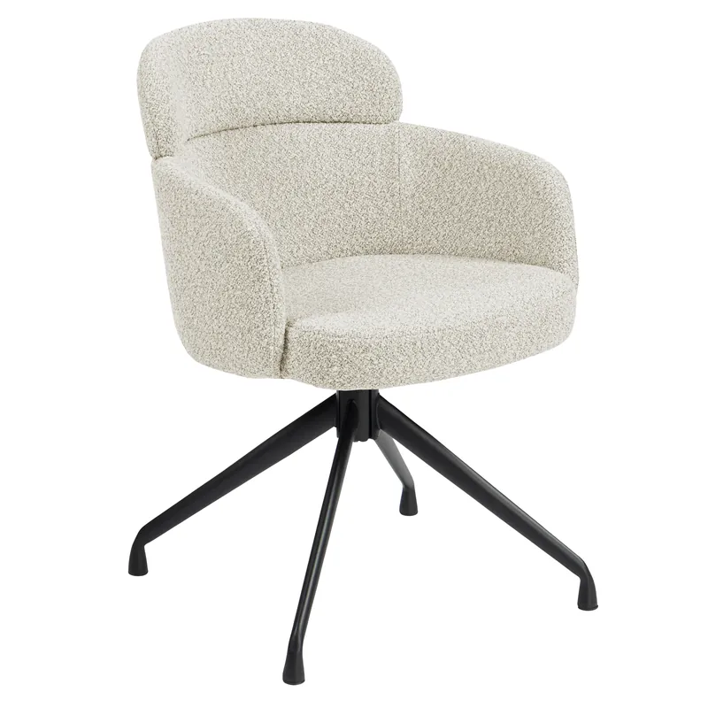 Highlight SELINA | Hotel Stuhl | Teddystoff | Creme | Drehfuß