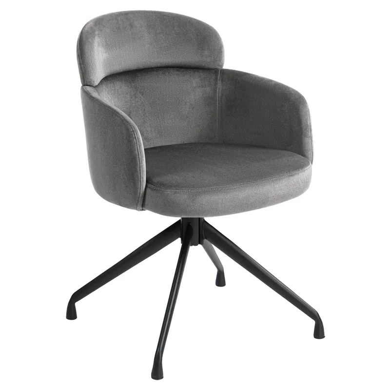 Must-Have SELINA | Hotel Stuhl | Samt | Grau | Drehfuß