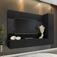 Wohnwand Deromi VI Modern Wohnzimmer-Set Griffloses Öffnungssystem M24 Schneller Versand