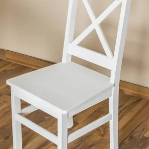 Billig Stuhl Kiefer massiv Vollholz weiß lackiert Junco 246- Abmessung 95 x 44 x 49 cm