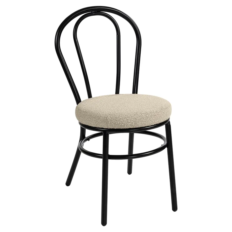 RUBEN | Bugholz Design Stuhl | Stahl | Teddystoff | Beige Meistverkauft