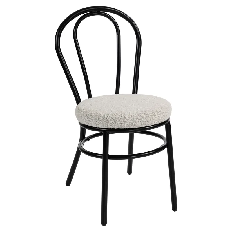 Neue Ware RUBEN | Bugholz Design Stuhl | Stahl | Teddystoff | Creme