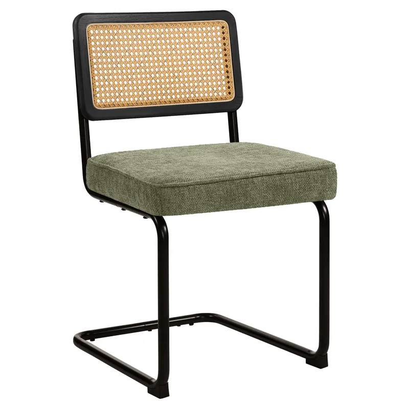 Neue Kollektion HAWAII | Bistro Stuhl | Stoff/ Textil | Grün | Rücken: Rattan Eiche