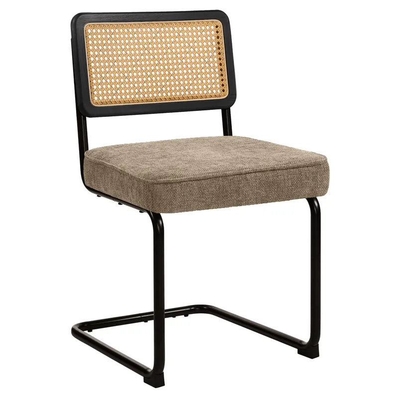 Sonderangebot HAWAII | Bistro Stuhl | Stoff/ Textil | Taupe | Rücken: Rattan Eiche