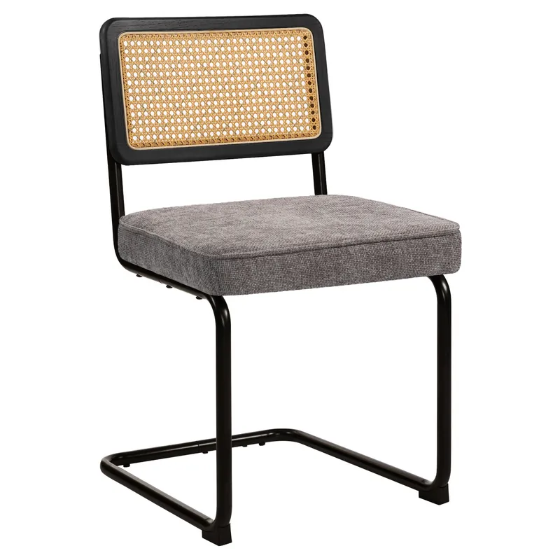 Nur Für Kurze Zeit HAWAII | Bistro Stuhl | Stoff/ Textil | Grau | Rücken: Rattan Eiche