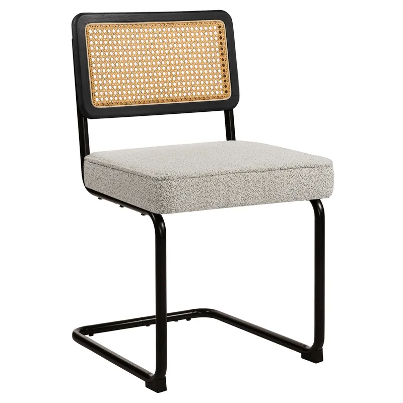 Preisreduziert HAWAII | Bistro Stuhl | Teddystoff | Creme | Rücken: Rattan Eiche