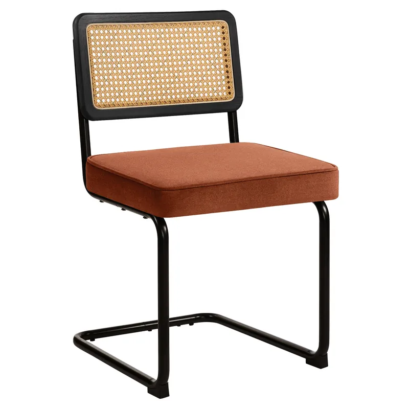 HAWAII | Bistro Stuhl | Samt | Rot Braun | Rücken: Rattan Eiche Sale