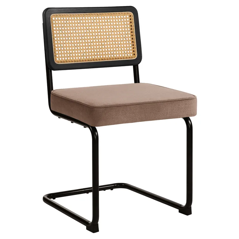 Aktuell HAWAII | Bistro Stuhl | Samt | Braun | Rücken: Rattan Eiche