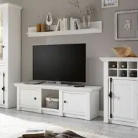 Wohnwand in weiß Pinie Landhaus Wohnkombination 4-tlg. Schrankwand Hooge 298 cm Angebot