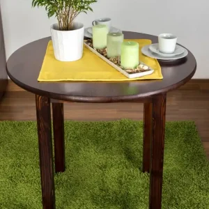 Aktuell Tisch Kiefer massiv Vollholz Nussfarben 003 (rund) - Durchmesser 80 cm