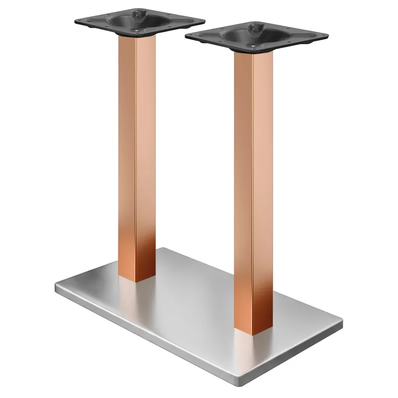 Jetzt Kaufen MADRID | Bistro Doppel Stehtischgestell | Edelstahl/Kupfer | Höhe: 105 cm | Säule: 6 x 6 cm | Bodenplatte: 40 x 70 cm