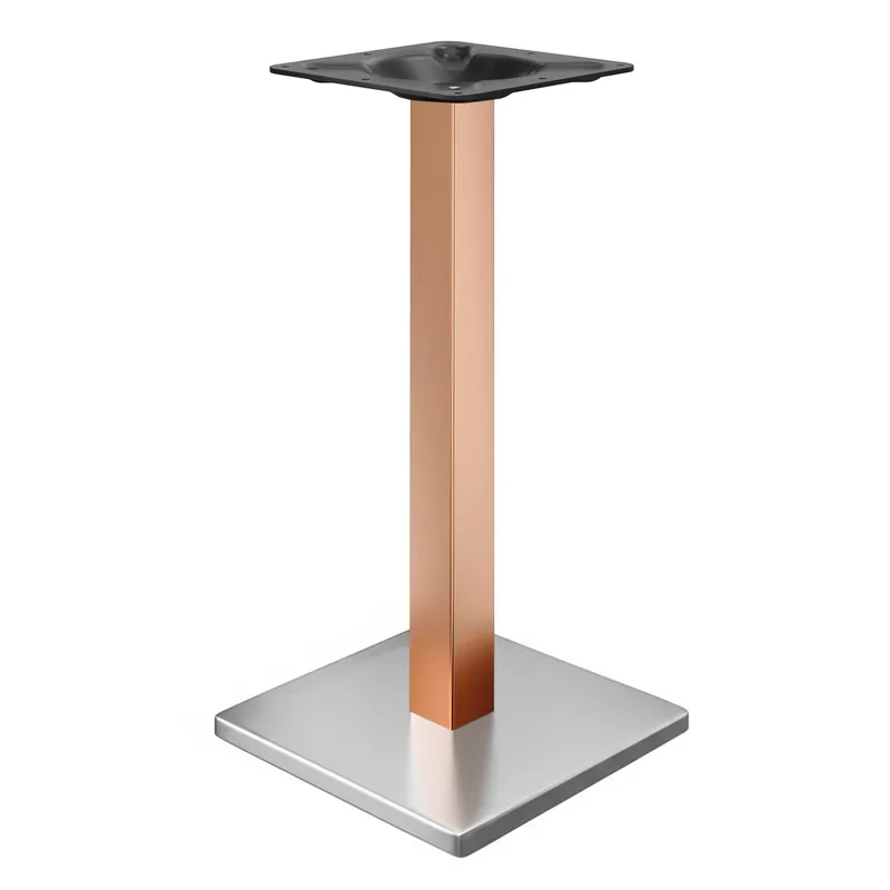 Neue Kollektion MADRID | Bistro Stehtischgestell | Edelstahl/Kupfer | Höhe: 105 cm | Säule: 6 x 6 cm | Bodenplatte: 50 x 50 cm