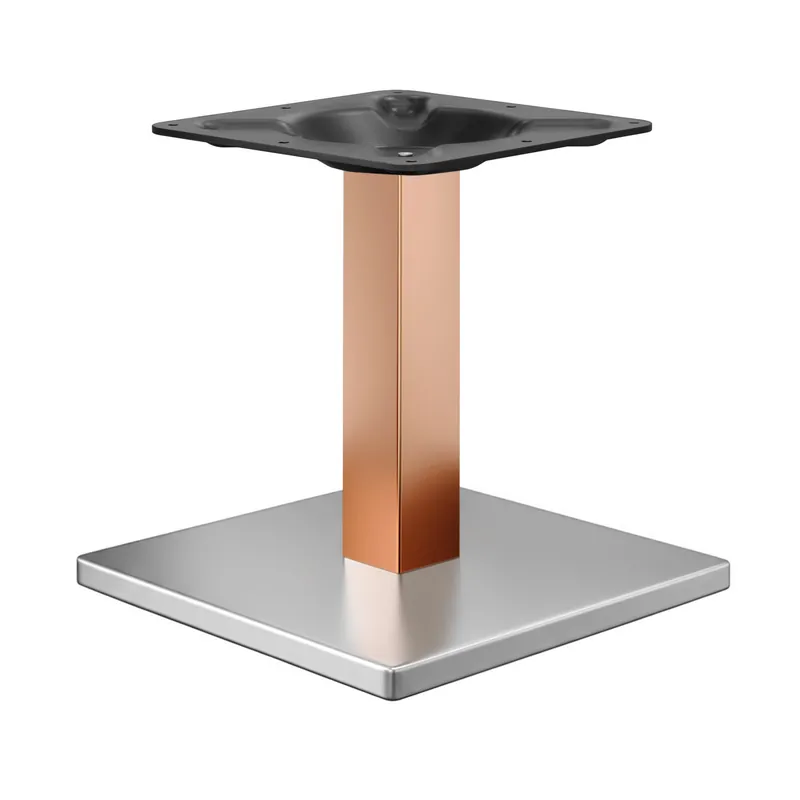 Abverkauf MADRID | Bistro Tischgestell | Edelstahl/Kupfer | Höhe: 72 cm | Säule: 6 x 6 cm | Bodenplatte: 50 x 50 cm