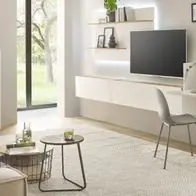 Wohnwand Wotan Eiche weiß Wohnzimmer Set Sekretär und TV-Lowboard 5-tlg. Center Angebot