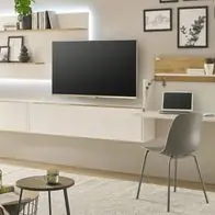 Wohnwand mit Sekretär Wohnzimmer Schrankwand Wotan Eiche weiß Set 4-tlg. Center Knallerangebot