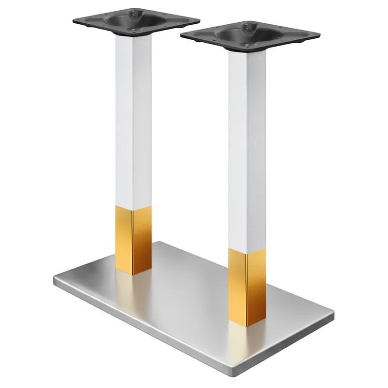 Saisonangebot MADRID | Bistro Doppel Stehtischgestell | Edelstahl/Gold | Höhe: 105 cm | Säule: 6 x 6 cm | Bodenplatte: 40 x 70 cm