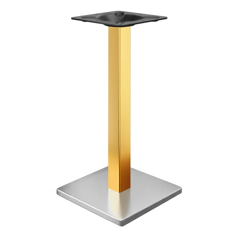 Sonderaktion MADRID | Bistro Stehtischgestell | Edelstahl/Gold | Höhe: 105 cm | Säule: 6 x 6 cm | Bodenplatte: 50 x 50 cm
