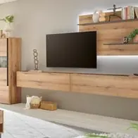 Wohnwand Wohnzimmer Schrankwand Modern Eiche Evoke 430 cm Set 4-teilig Center Neu